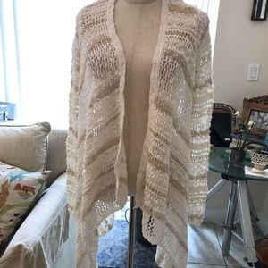 Lucky brand size small white and beige wrap cardigan